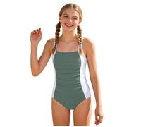 Bañador De Una Pieza para Niñas Bañador Adolescente Chica Traje De Baño Infantil Una Pieza con Tirantes Ajustables Ideal para Vacaciones Verano Y Playa