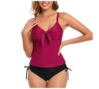 Bañador Deportivo De Dos Piezas para Mujer Tankini Tallas Grandes Bañador Mujer Push Up Tankini Empujar hacia Arriba De Cintura Alta con Un Solo Hombro Traje Baño para Mujeres Embarazadas Adelgazante