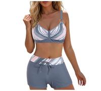 Bañador Deportivo Push Up Conjunto Bikini Mujer para Pechos Grandes Bikinis Mujer 2026 Talla Grande Volantes Sin Espalda Trajes De Baño Cómodos con Tirantes Ajustables, Ropa De Playa Deportiva