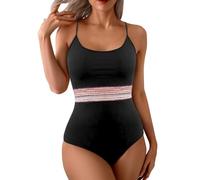 Bañador Despedida Soltera Faja Modeladora Mujer Swimsuit Women Tummy Bathing Suit Square Neck 2026 Cutout Back Swimwear Bikini Bandeau Mujer Short Bañador (Black S)