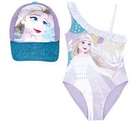 Bañador Disney Frozen Elsa para Playa o Piscina + Gorra para Niñas | Pack con Volante