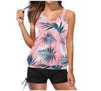 Bañador Dos Piezas Mujer con Shorts, Traje Baño Dos Piezas Conservador Diseño Bordado Bikini Talla Grande Corte Cómodo Ideal Tiempo Libre Verano