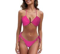 Bañador Efecto Vientre Plano Tankini De Baño Mujer Bikini con Tirantes Transpirables para Mujer Traje De Baño Playa No Tierno Translúcido Corte Bikinis Tiro Alto Traje (Hot Pink M)