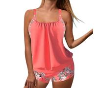 Bañador Embarazada Bikini Mujer Reductores Pecho Conjunto de Traje de Baño Tankini En Ángulo Estampado Talla Grande Verano para Mujer Bikini Sujetador Reductor (Watermelon Red XXL)