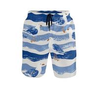 Bañador Gaviotas Olas del Océano Suave Hombre Shorts Cómodo Cortos De Baño para Deporte Vacaciones Navegar 3XL