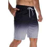 Bañador Hombre 2 en 1 Bañador de Secado Rápido con Forro de Malla y Cordón de Ajuste para Playa Bañador Casual Impermeable para Piscina Verano Negro Gris M(EU)