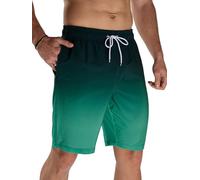 Bañador Hombre 2 en 1 Bañador de Secado Rápido con Forro de Malla y Cordón de Ajuste para Playa Bañador Casual Impermeable para Piscina Verano Negro Verde Degradado L(EU)
