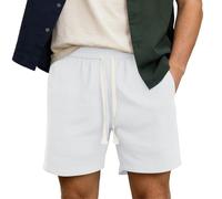 Bañador Hombre Bermuda Pantalones Cortos Casuales de Verano Hombre Transpirables Ligeros con Cintura Elástica para Exteriores Senderismo y Uso Atlético Cómodos (White, S)