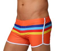 Bañador Hombre Bermuda - Pantalones cortos de playa con ajuste de bloque de Color de secado rápido para deportes frescos de verano para hombre bañadores sexis de moda triangulares (Orange XXL)