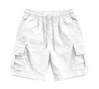 Bañador Hombre Bermuda Pantalones Cortos Hombre Verano Informal Pana Versátil Bolsillos Largo Recortado Comodidad Diaria (White, S)