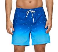 Bañador Hombre de Secado Rápido Impermeable Bañadores Largo, Traje de Baño para Natacion Piscina Corto Pantalones, Verano Shorts Hombre de Playa Arena Deportes M Pájaro de Gradiente