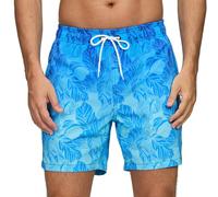 Bañador Hombre de Secado Rápido Impermeable Bañadores Largo, Traje de Baño para Natacion Piscina Corto Pantalones, Verano Shorts Hombre de Playa Arena Deportes M Hojas de Gradiente