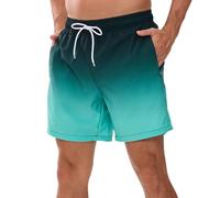 Bañador Hombre de Secado Rápido Impermeable Bañadores Largo, Traje de Baño para Natacion Piscina Corto Pantalones, Verano Shorts Hombre de Playa Arena Deportes M Verde Degradado