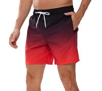 Bañador Hombre de Secado Rápido Impermeable Bañadores Largo, Traje de Baño para Natacion Piscina Corto Pantalones, Verano Shorts Hombre de Playa Arena Deportes M Negro Rojo