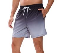 Bañador Hombre de Secado Rápido Impermeable Bañadores Largo, Traje de Baño para Natacion Piscina Corto Pantalones, Verano Shorts Hombre de Playa Arena Deportes M Negro Gris
