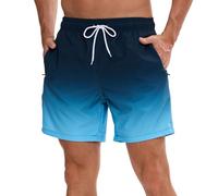 Bañador Hombre de Secado Rápido Impermeable Bañadores Largo, Traje de Baño para Natacion Piscina Corto Pantalones, Verano Shorts Hombre de Playa Arena Deportes M Azul Negro