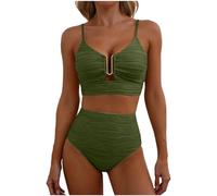 Bañador Mujer 2026 Bañador Mujer Dos Piezas Gorditas Bañadores Talla Grande Tallas Grandes Verano Playa Bañadores Cuello Halter Sexy Conjunto Swimsuit Women Verde Militar M