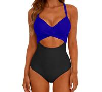 Bañador Mujer 2026 Bañadores Talla Grande Traje De Baño De Una Pieza para Mujer, Traje Baño Sexy con Tirantes Calados A Juego Color Bañador Mujer Natacion Reductor Trajes (Dark Blue, M)