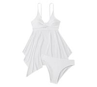 Bañador Mujer 2026 Partes de Arriba Bikini Mujer Womens Adjustable Bikini Bra Shorts Sexy Swimsuit Split Swimsuit Talle Reductor Talla Grande (White M)