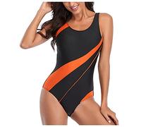 Bañador Mujer Adelgazante Talla Grande Traje De Baño De Una Pieza Moldeador De Figura Escote Redondo Estampado Trajes De Baño Deportivos Traje De Baño con Tirantes Anchos Trajes Traje