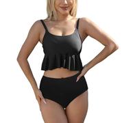 Bañador Mujer Bikini Bandeau Bañadores Mujer Palabra De Honor Traje Baño Señora Bikinis Natacion con Volantes Talla Grande El Chico Que Me Gusta No Es Un Conjunto Playa 2 Piezas Brasileños Entero