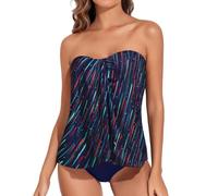 Bañador Mujer Reductor Barriga, Tankini Elegante De Dos Piezas con Volantes para Mujer Traje De Bañoverano con Top Estampado Floral Y Shortsbaño Trajebañocintura Alta Conjuntoropaplaya Fluido para