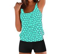 Bañador Mujer Talla Grande Tankinis Bañador Mujer con Pierna Estampado Floral con Pantalones Cortos Pantalones De Traje De Baño para Mujers Bikini Mujers Braga Alta para Playa Y Verano