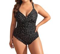 Bañador Mujer Talla Grande Traje de Baño de Una Pieza Reductores Vientre Plano Cuello en V Sexy Push Up con Relleno con Ropa