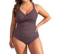Bañador Mujer Talla Grande Traje de Baño de Una Pieza Reductores Vientre Plano Cuello en V Sexy Push Up con Relleno con Ropa