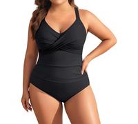 Bañador Mujer Talla Grande Traje de Baño de Una Pieza Reductores Vientre Plano Cuello en V Sexy Push Up con Relleno con Ropa