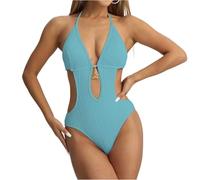Bañador Mujer Traje De Baño Mujer Swimsuit Verano Traje De Baño De Una Pieza Swimwear Push Up Natacion Ropa Vientre Plano Moda Playa Monokinis Azul XXL