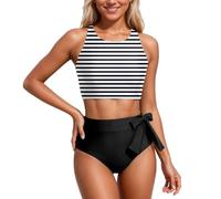 BañAdor Mujer Traje De BañO Tankini De Moda De Color SóLido Y Estampado Ropa De Playa De Dos Piezas Nadar Y Ropa Informal
