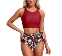BañAdor Mujer Traje De BañO Tankini De Moda De Color SóLido Y Estampado Ropa De Playa De Dos Piezas Nadar Y Ropa Informal
