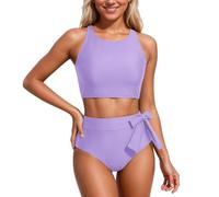 BañAdor Mujer Traje De BañO Tankini De Moda De Color SóLido Y Estampado Ropa De Playa De Dos Piezas Nadar Y Ropa Informal