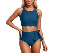 BañAdor Mujer Traje De BañO Tankini De Moda De Color SóLido Y Estampado Ropa De Playa De Dos Piezas Nadar Y Ropa Informal