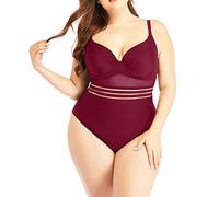 Bañador Mujer Una Pieza, Bañadores Mujer Tallas Grandes, Bañador De Talla Grande Para Mujer De Color Sólido Con Material De Nailon De Alta Elasticidad Correas Ajustables Para Los Hombros Y Copas