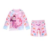 Bañador Natación Niña Piscina - Conjunto de traje de baño para niñas de 2 a 12 años manga larga protección contra erupciones y pantalones de longitud media traje de baño de verano para playa y sol