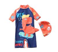 Bañador Natacion Niño, Traje de Baño Infantil con Capucha de Dinosaurio Manga Larga Solar Térmica para Niños