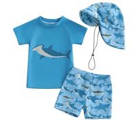 Bañador Natacion Niño, Traje de Baño Infantil de 3 Piezas con Camiseta Protectora para Actividades Acuáticas en Playa y Piscina
