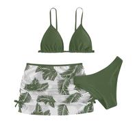 Bañador Niña 3 Piezas Trajes de Baño Hawaianos de Verano Conjunto de Bikini para Niñas Moda Ropa de Playa con Falda para Niña Modernos y Hermosos para Niñas 9-13 Años