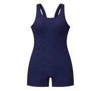 Bañador Niña 5-16 Años Natacion Una Pieza Short Bañadores Adolescente Chica Cut out Sólido Traje de Baño Piscina sin Espalda Monokini Playa Deportivo Vacaciones Swimsuit (Armada, 7-8 años)