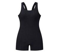Bañador Niña 5-16 Años Natacion Una Pieza Short Bañadores Adolescente Chica Cut out Traje de Baño Piscina Sólido sin Espalda Trikini Playa Deportivos Vacaciones Swimwear (Negro, 5-6 años)