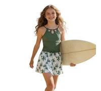 Bañador Niña 7-12 Años Natacion Una Pieza Bañadores Adolescente Chica Sólido Traje de Baño Piscina sin Espalda Verano Trikini con Falda Deportivo Playa Vacaciones Verano Swimwear B528