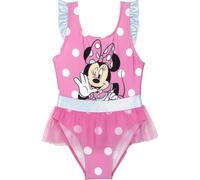 Bañador Infantil de Minnie Mouse - Color Rosa y Blanco - Talla 7 Años - Bañador Niña Fabricado en 85% Poliéster y 15% Elastano de 210 gsm - Secado Rápido - Producto Original Diseñado en España