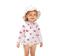 Bañador Niña Menstrual, Traje De Baño Niña Verano, Bañadores Manga Larga BebéS Y Pequeñas con Lazo Protección UPF 50 Plus Traje De Baño Niñas Bañador Natacion Swimsuit Girl Bañadores Natación