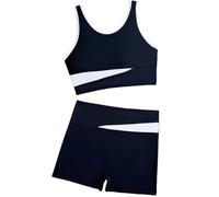 BañAdor NiñA-Traje De BañO Bikini De Dos Piezas De Color Liso para NiñAs Grandes Y Adolescentes con CóModos Pantalones Cortos De BañO.