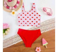 Bañador Niñas Vaiana - Trajes de baño Dos Piezas para niñas con Estampado y Corazones, Playa, sesiones Fotos Verano.