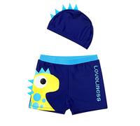Bañador Niño Boxer Ropa de Baño Natacion con Gorro Bañadores para Bebe Niños Protección UV 50 de Secado Rápido Shorts de Piscina de Dibujos Animados Pantalones Cortos de Baño para Playa Surf Mar