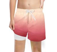 Bañador Niño con Forro 2 en 1 de Compresión y Cintura Ajustable Shorts Traje de Baño Bañador Corto de Natación Secado Rápido con Protección Solar Pantalones Cortos de Natación para Niños Niños