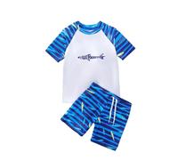 Bañador Niño, Shorts de Baño, Camiseta Proteccion Solar Niño, Bañadores Natacion (FR/ES, Edad, 8 años, 9 años, Regular, Azul y Blanco)